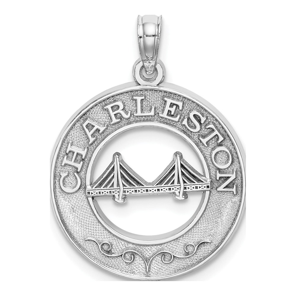 14K White Gold Charleston Bridge Pendant
