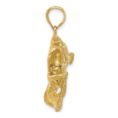 14K Yellow Gold Large Bass Fish Charm – view 2