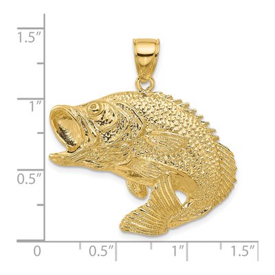 14K Yellow Gold Large Bass Fish Charm – view 3