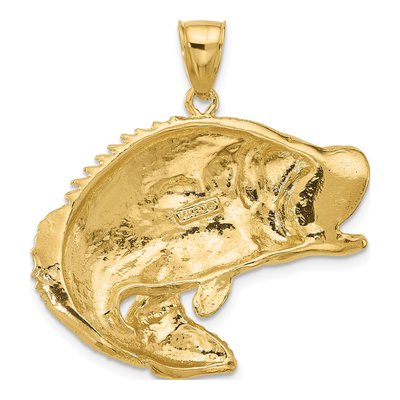 14K Yellow Gold Large Bass Fish Charm – view 4