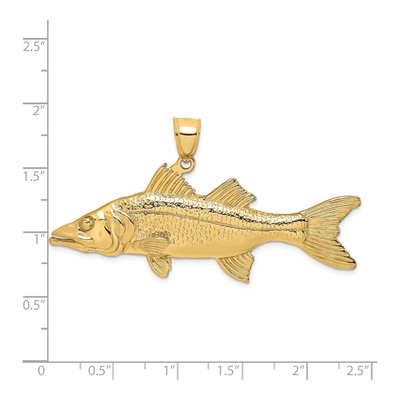 14K Yellow Gold 3-D Snook Fish Pendant – view 4