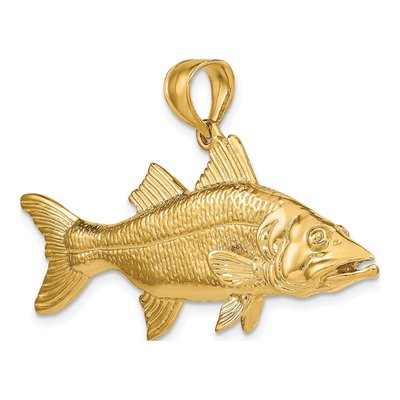 14K Yellow Gold 3-D Snook Fish Pendant – view 6