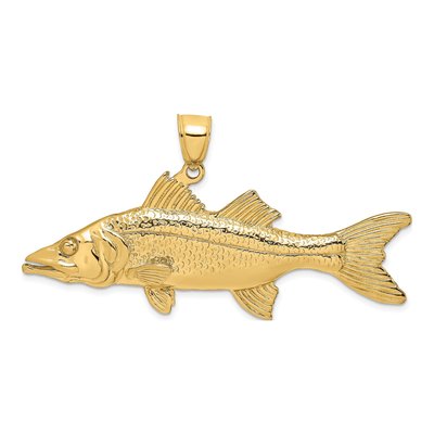 14K Yellow Gold 3-D Snook Fish Pendant