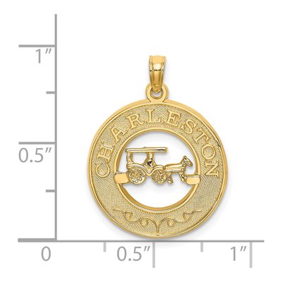 14K Yellow Gold Horse Buggy Pendant – view 3