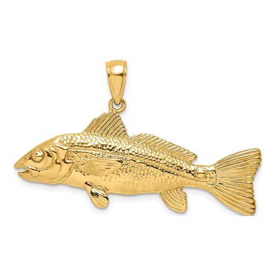 14K Yellow Gold 3-D Red Fish Charm