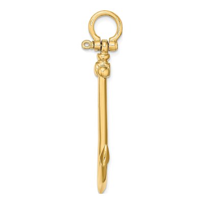14K Yellow Gold 3-D Large Anchor Pendant – view 3