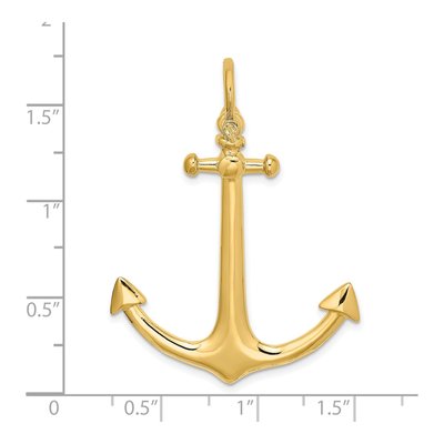14K Yellow Gold 3-D Large Anchor Pendant – view 4