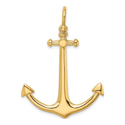 14K Yellow Gold 3-D Large Anchor Pendant – view 5