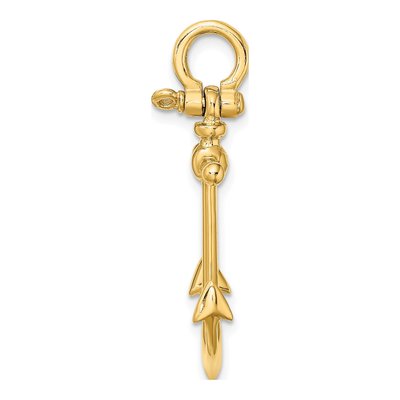 14K Yellow Gold 3D Anchor Pendant – view 3