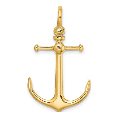 14K Yellow Gold 3D Anchor Pendant – view 4