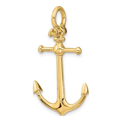 14K Yellow Gold 3D Anchor Pendant – view 5