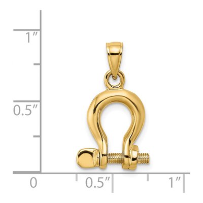 14K Yellow Gold 3D Shackle Link Screw Charm – view 4