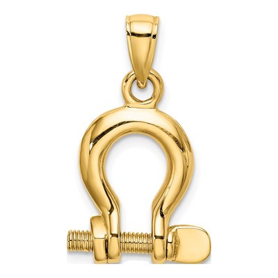14K Yellow Gold 3D Shackle Link Screw Charm – view 5
