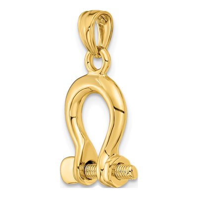 14K Yellow Gold 3D Shackle Link Screw Charm – view 6