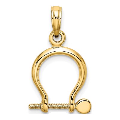 14K Yellow Gold 3D Shackle Link Pendant – view 5