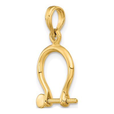 14K Yellow Gold 3D Shackle Link Pendant – view 6