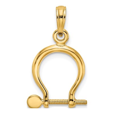 14K Yellow Gold 3D Shackle Link Pendant