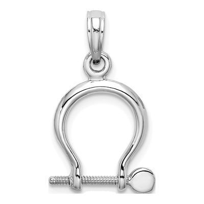 14K White Gold 3D Shackle Pendant – view 5