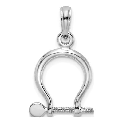 14K White Gold 3D Shackle Pendant