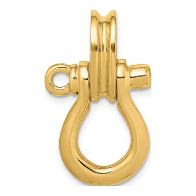 14K Yellow Gold 3-D Shackle Link Pulley Bail Charm – view 5