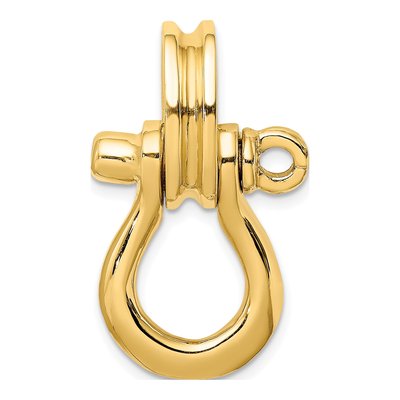 14K Yellow Gold 3-D Shackle Link Pulley Bail Charm