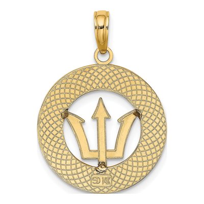 14K Yellow Gold Barbados Trident Circle Charm – view 5