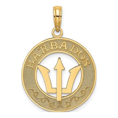 14K Yellow Gold Barbados Trident Circle Charm