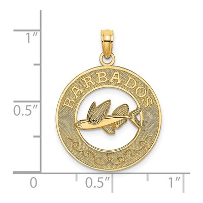 14K Yellow Gold Barbados Flying Fish Circle Charm – view 3