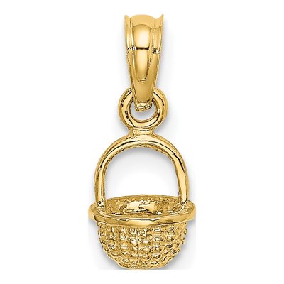 14K Yellow Gold 3-D Mini Basket Charm