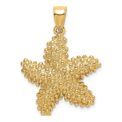 14K Yellow Gold Textured Starfish Pendant