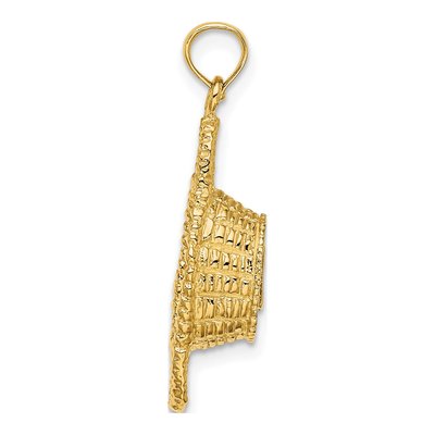 14K Yellow Gold 3D Oval Basket Pendant – view 3