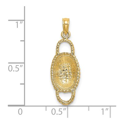 14K Yellow Gold 3D Oval Basket Pendant – view 4
