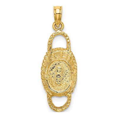 14K Yellow Gold 3D Oval Basket Pendant – view 5