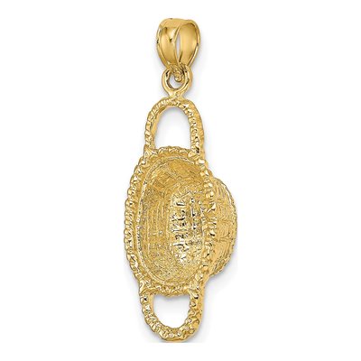 14K Yellow Gold 3D Oval Basket Pendant – view 6