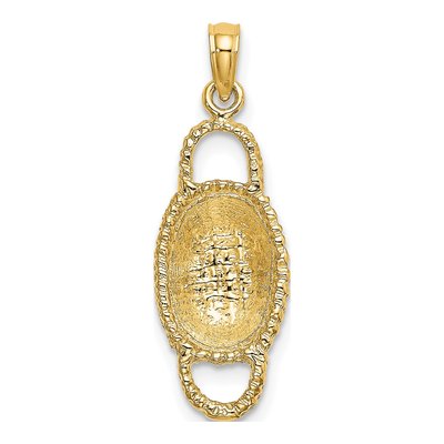 14K Yellow Gold 3D Oval Basket Pendant