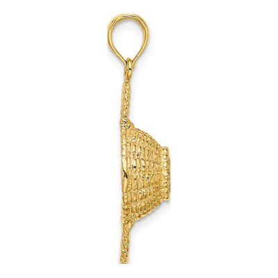14K Yellow Gold 3D Round Basket Pendant – view 3