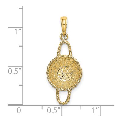 14K Yellow Gold 3D Round Basket Pendant – view 4