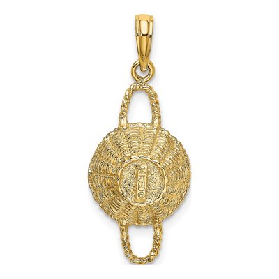 14K Yellow Gold 3D Round Basket Pendant – view 5