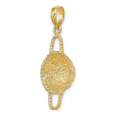 14K Yellow Gold 3D Round Basket Pendant – view 6
