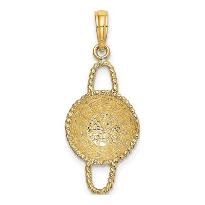 14K Yellow Gold 3D Round Basket Pendant