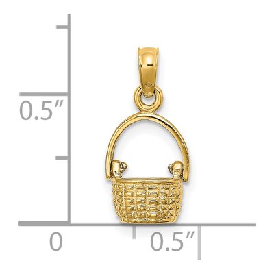 14K Yellow Gold 3D Moveable Basket Charm – view 4