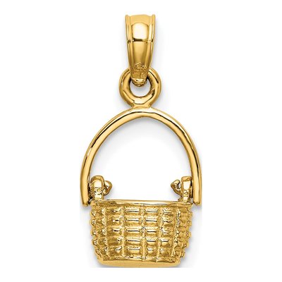 14K Yellow Gold 3D Moveable Basket Charm – view 5
