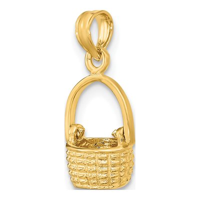 14K Yellow Gold 3D Moveable Basket Charm – view 6
