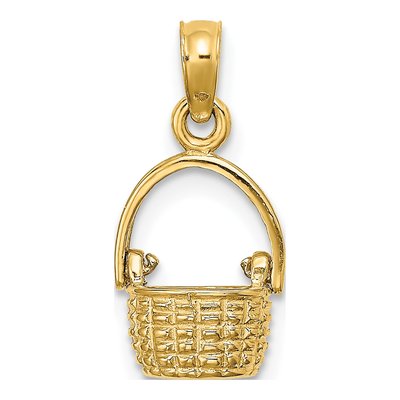 14K Yellow Gold 3D Moveable Basket Charm