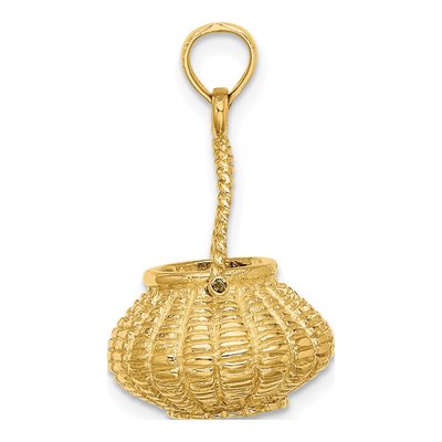 14K Yellow Gold 3-D Flower Basket Charm – view 3