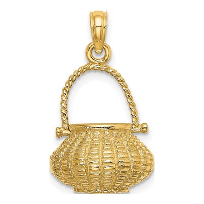 14K Yellow Gold 3-D Flower Basket Charm