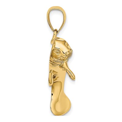 14K Yellow Gold Swimming Manatee Pendant – view 3