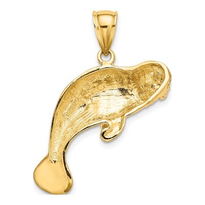 14K Yellow Gold Swimming Manatee Pendant – view 5