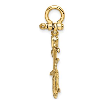 14K Yellow Gold Textured Anchor Charm – view 3