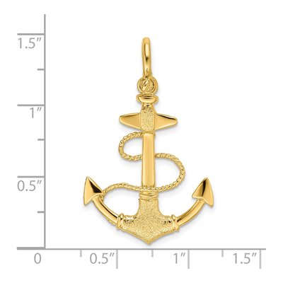 14K Yellow Gold Textured Anchor Charm – view 4